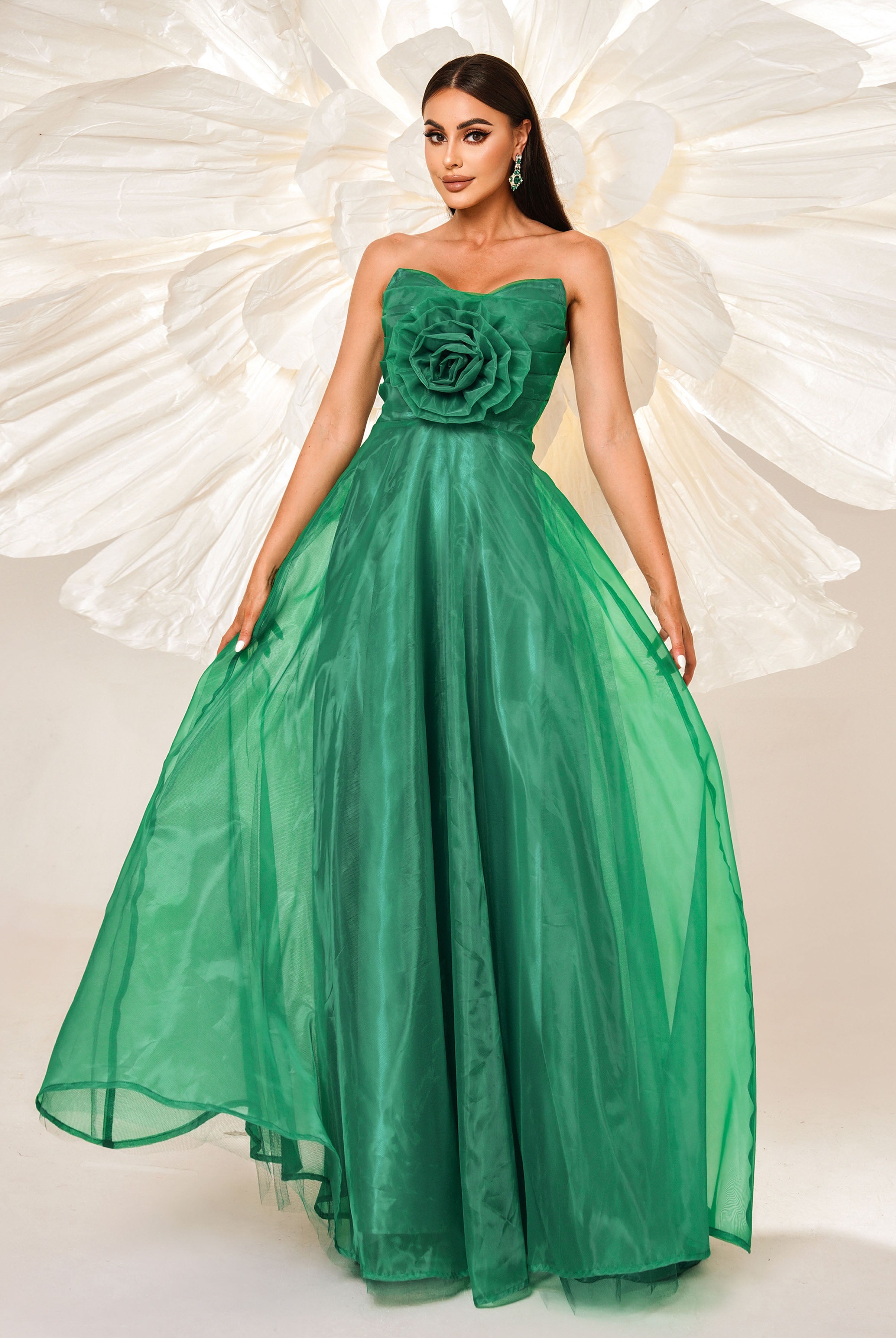 Floral Tube Top A-line Tulle Dress RJ11883