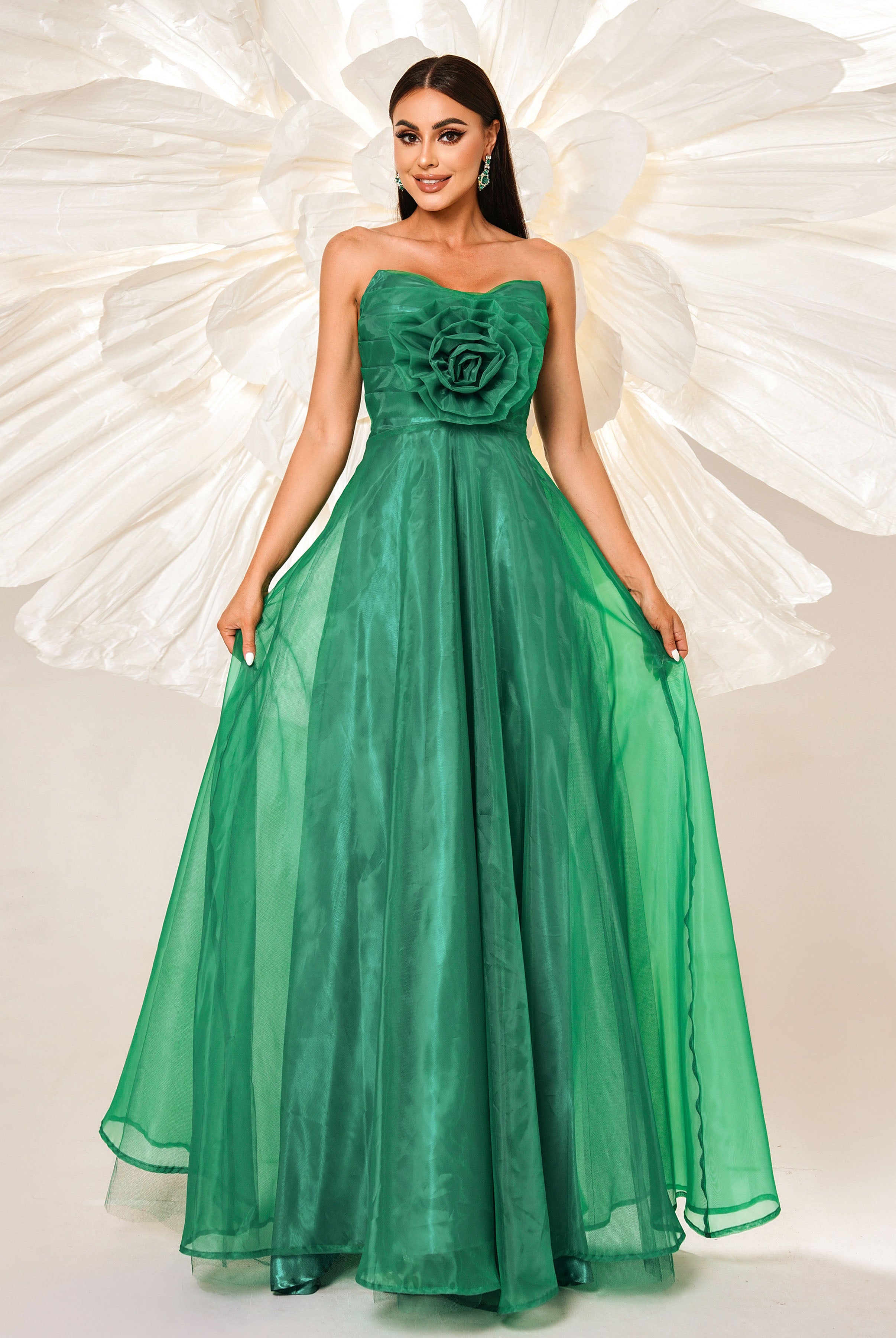 Floral Tube Top A-line Tulle Dress RJ11883