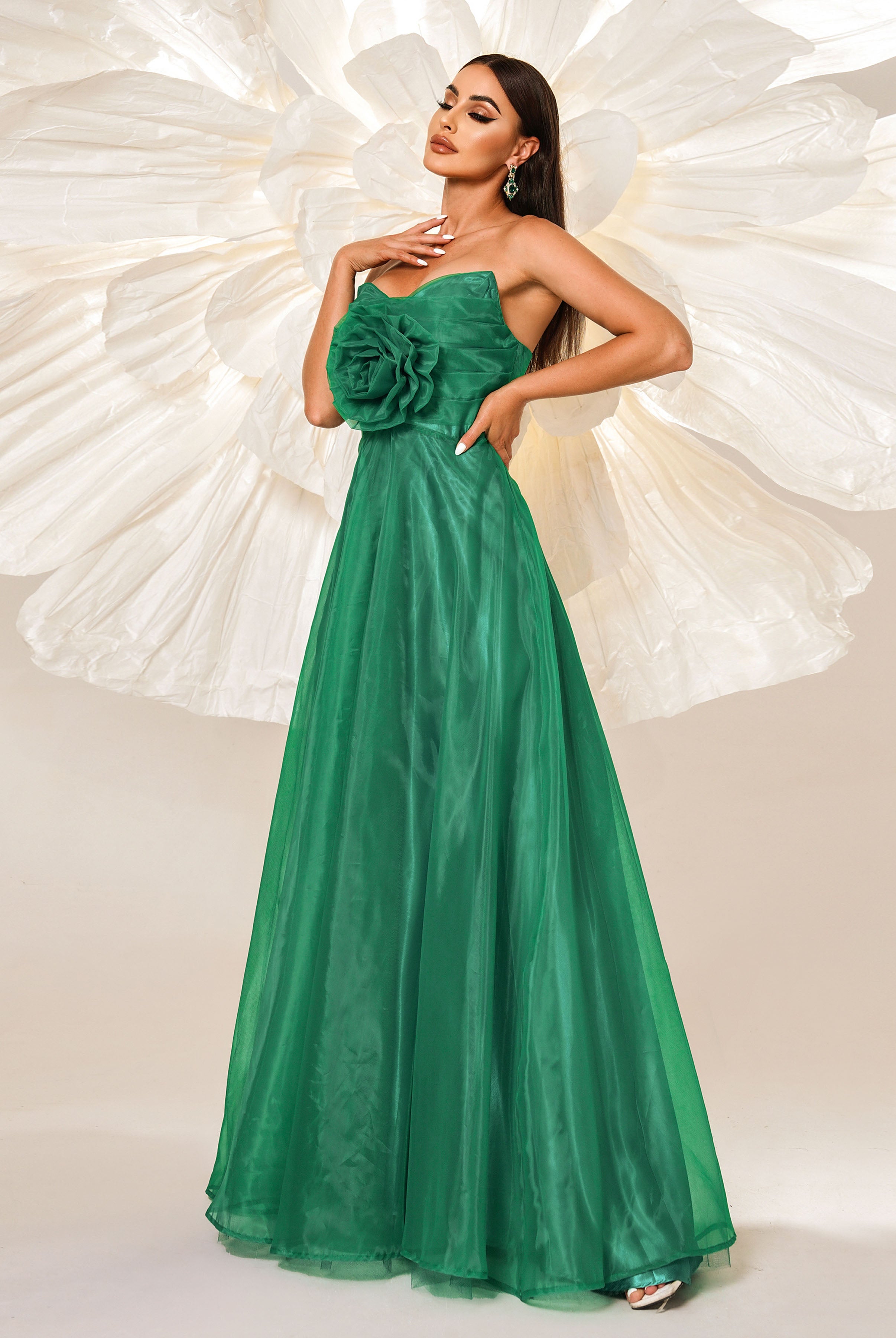 Floral Tube Top A-line Tulle Dress RJ11883