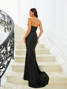 Off Shoulder Strapless Split  Mermaid Backless Prom Dress