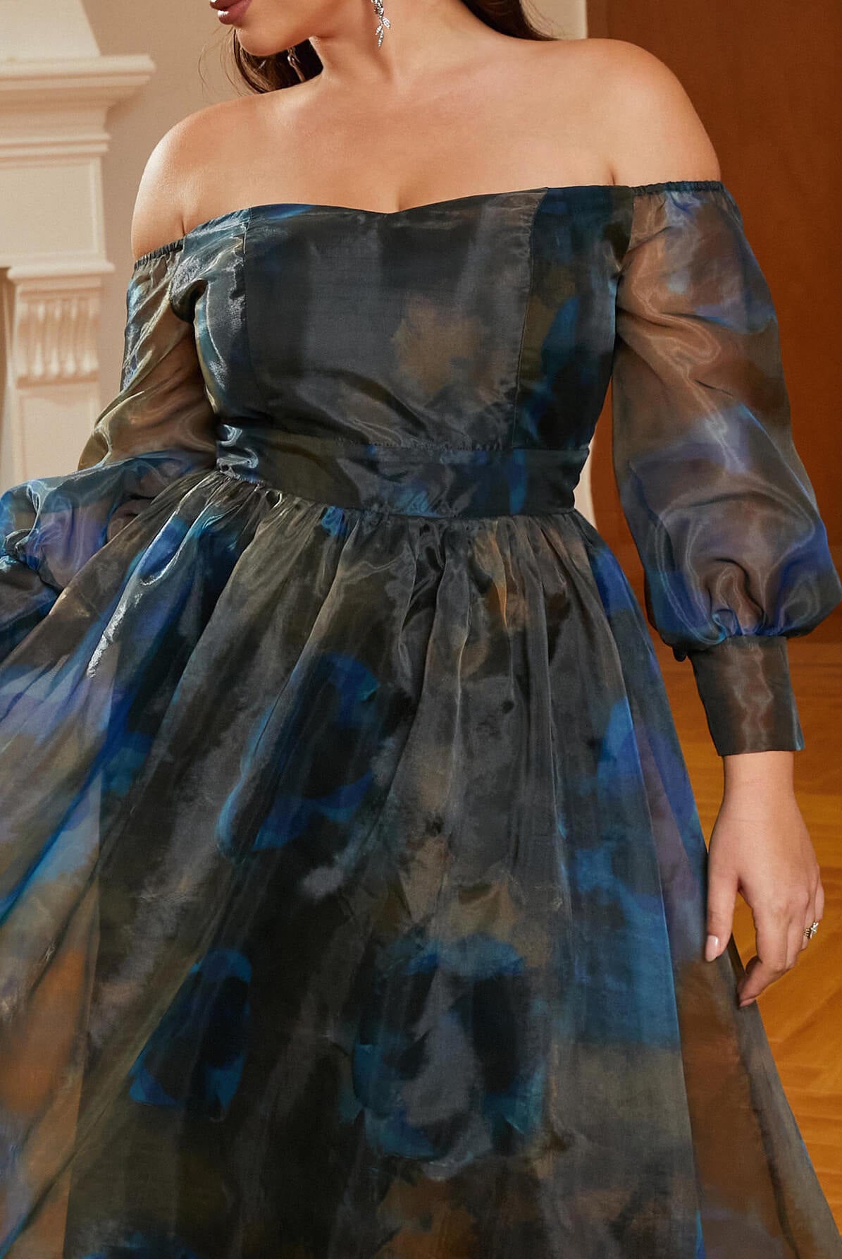 MISSORD Plus Size Off The Shoulder Multicolor Tulle Prom Dress