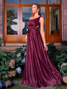 One Shoulder A-line Backless Ruched Prom Dress RM21292