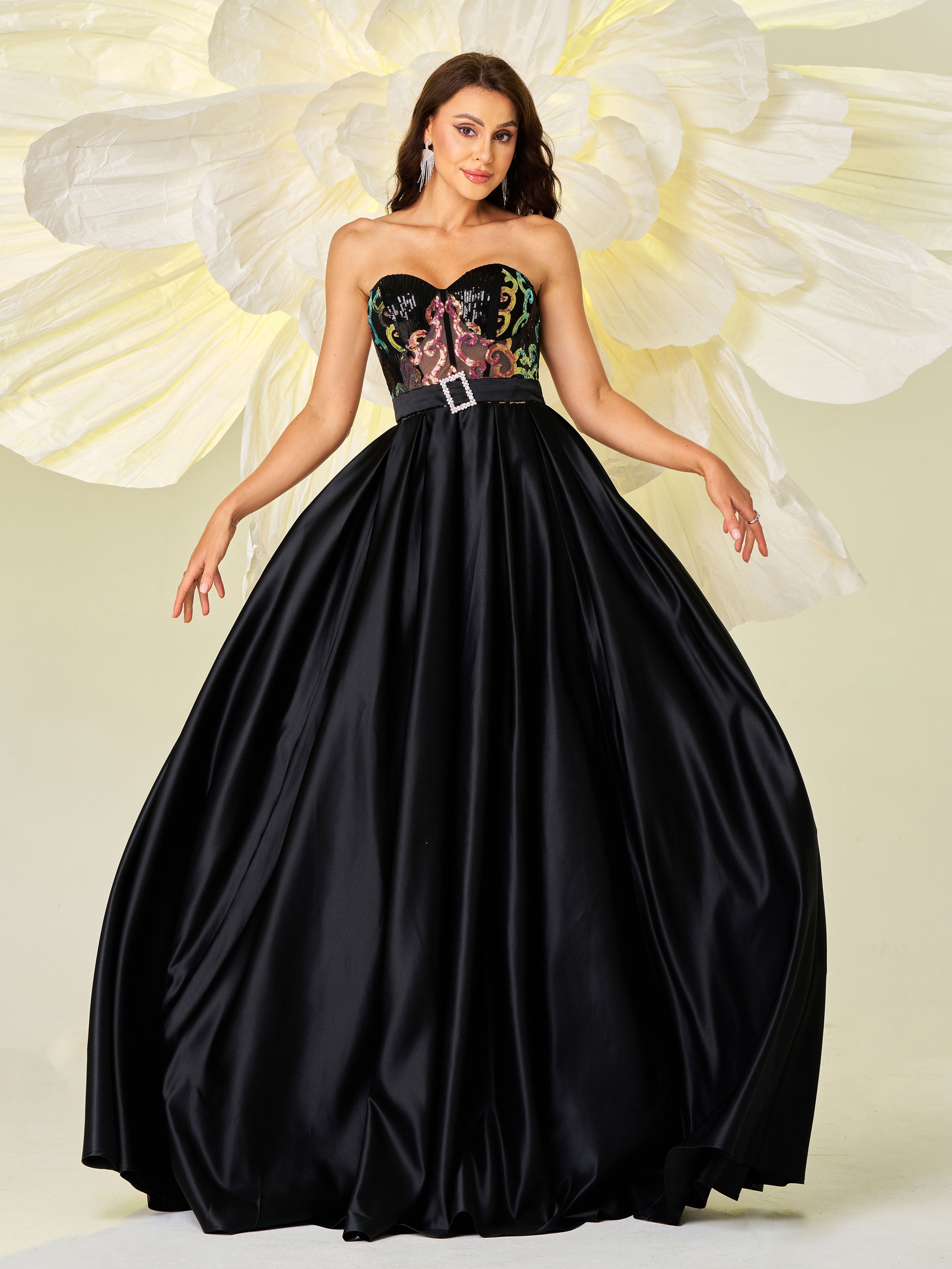 A-line Strapless High Waist Prom Dress RJ11907