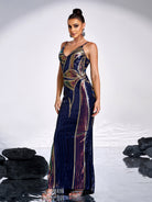 Sexy Spaghetti Sequin Prom Maxi Dress M01760