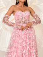 Floral Appliqued Strapless A-line Dress GM00549