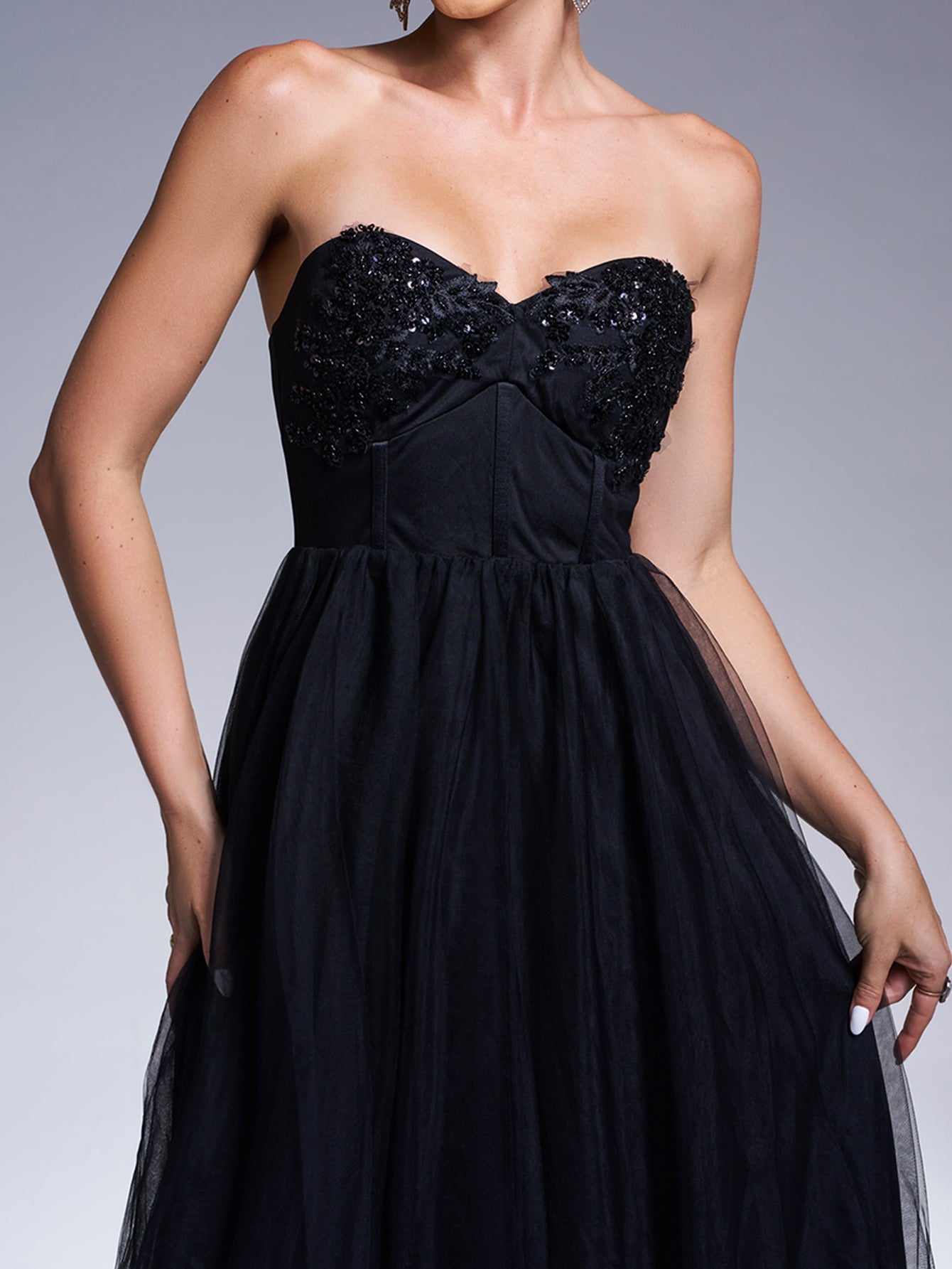 Sequin Tube Top A-line Tulle Dress RH30953