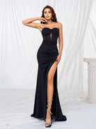 Corset Strapless Split Plain Maxi Dress GM90016