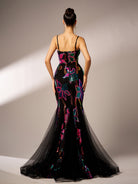 Sexy Spaghetti Strap Multicolor Mesh A-line Formal Dress RM21609