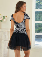 Sequins Black Mini Tulle Homecoming Dress JMH3102 MISS ORD