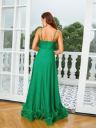 MISSORD Spaghetti Straps Green Prom Dress