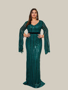 Plus Size V-Neck Cape Sleeve Long Sleeve Evening Dress PRM20838