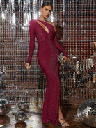 Elegant Bust Cut Out Split Sequin Prom Dress M0543 MISS ORD