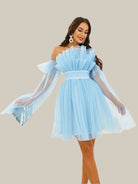 Off Shoulder Strapless Backless A-Line Ruffle Homecoming Dress