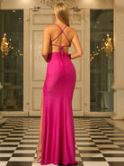 Ruched Open Back Lace Up High Slit Prom Dress RH30349 MISS ORD