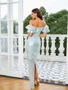 MISSORD Graphic Off The Shoulder Sequin Prom Dress