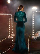 Formal Ruched Emerald Green Velvet Evening Dress RJ10762 MISS ORD