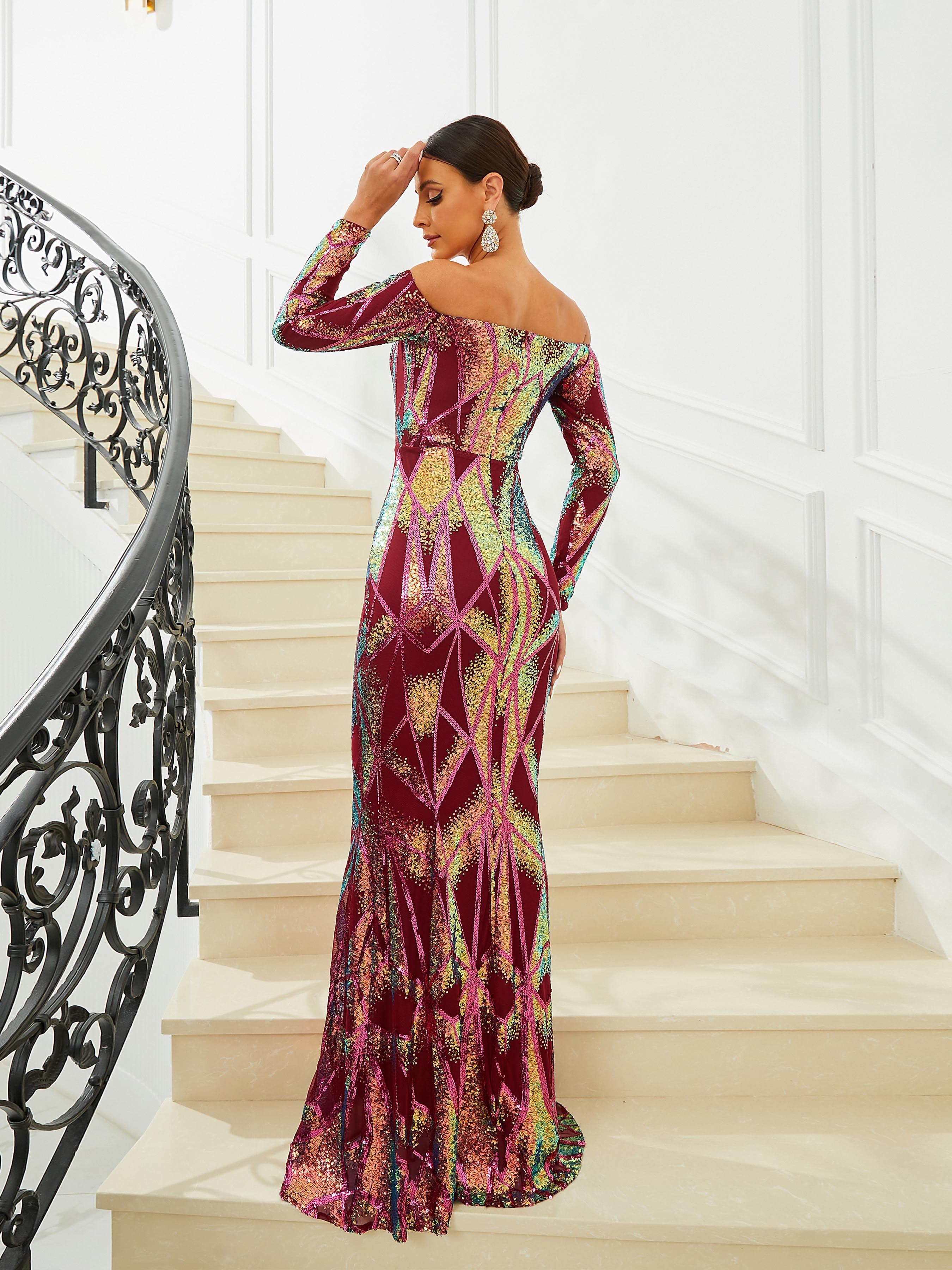 Formal Off Shoulder Mermaid Red Evening Dress