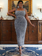 MISSORD Plus Size Sleeveless Midi Sequin Dress