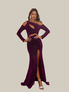 Sexy One Shoulder Cut Out Giltter Purple Prom Dress RAP06 MISS ORD