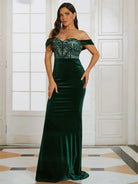 Off Shoudler Velvet Mermaid Prom Dress XJ1521 MISS ORD