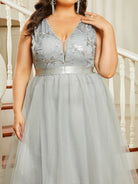 Plus Size Asymmetric V-Neck A-Line Backless Prom Dress