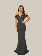 MISSORD Off Shoulder Mermaid Black Maxi Formal Dress