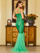 Spaghetti V-Neck Mermaid Evening Dress