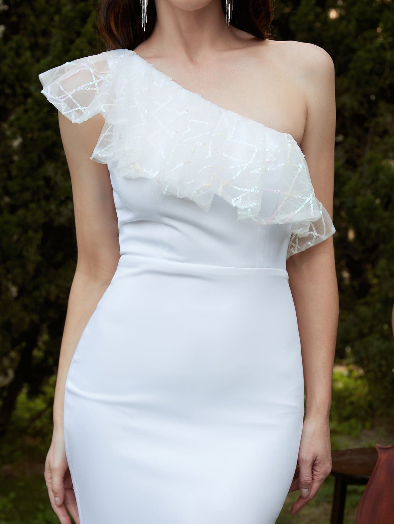 Formal One Shoulder White Mermaid Evning Dress JMH3129 MISS ORD