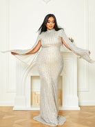 MISSORD Plus Size Mermaid Sequin Evening Dress