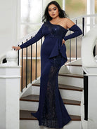Plus Size Asymmetric Panel Evening Dress PXL101 MISS ORD