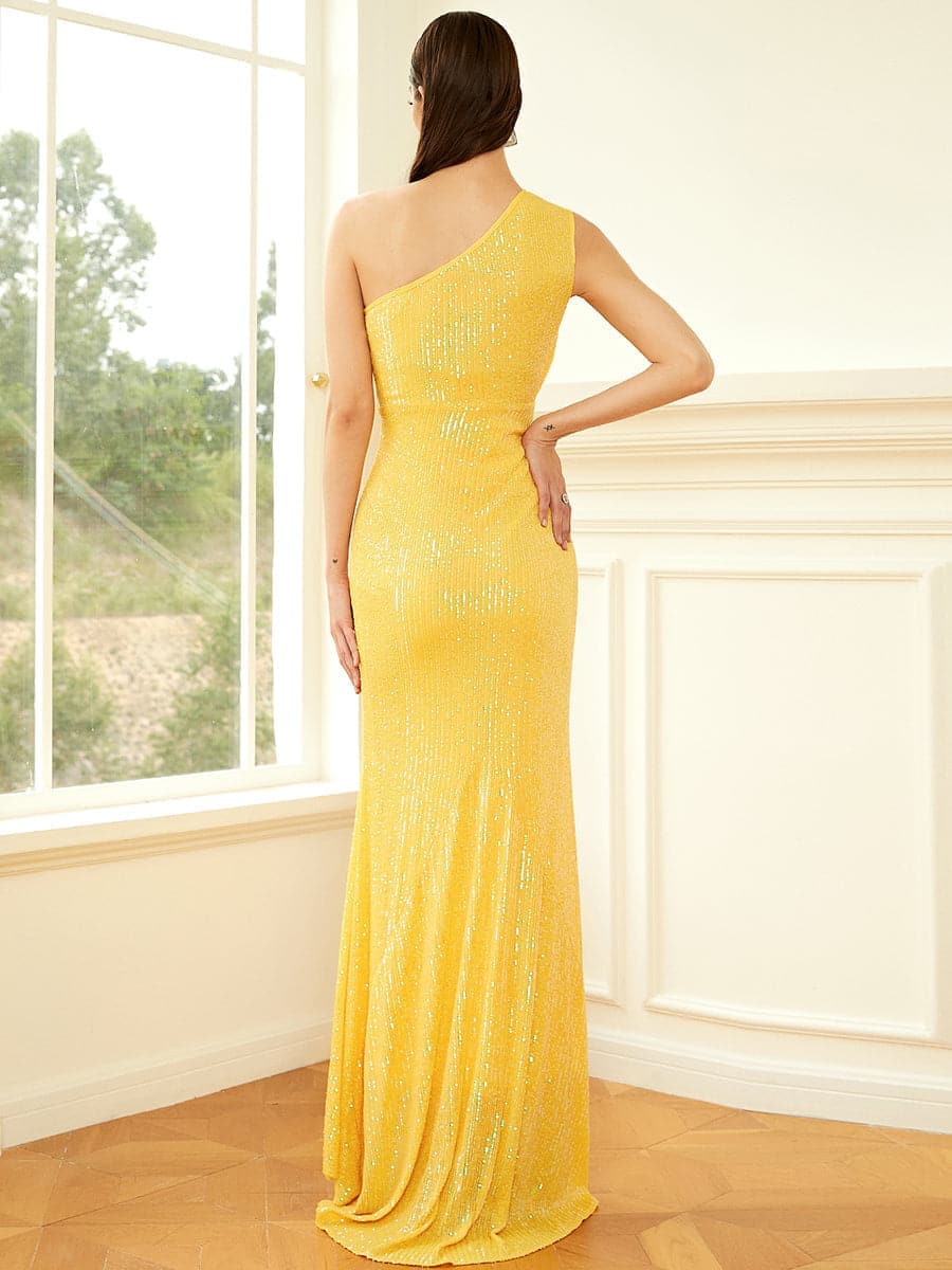 One-shoulder Sequin Maxi Evening Dress XH2028 MISS ORD