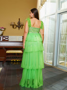 Plus Size A-Line Feather Strap Embroidery Green Prom Dress