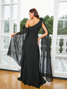 MISSORD Cutout Cape Sleeve Black Prom Dress