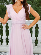 MISSORD V-Neck Sleeveless Purple Bridesmaid Dress