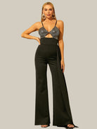 Draped Spaghetti Strap Corset Black Jumpsuit RD50040 MISS ORD