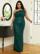 Plus Size Strapless Ruched Sequin Emerald Green Prom Dress PXH2305 MISS ORD