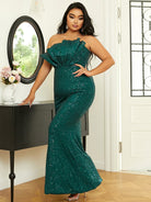 Plus Size Strapless Ruched Sequin Emerald Green Prom Dress PXH2305 MISS ORD